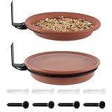 Vogelfutterstation mit Baum montiert | doppelte Vogeltabletts für Futter und Bad | Schwerer Eisenständer für Holzzaun, Wand, Baum, Brückenständer | Vogelstation für den Garten