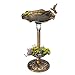 Bonnlo Vogeltränke mit Solarleuchte,Vogeltränke stehend aus Hochdichtem Harz,Vogelbad für Außen- und Gartenzwecke geeignet, 44*44*76cm, Bronze