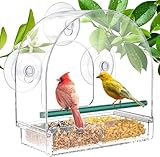WELDUN Fenster Futterhaus für Vögel, Transparent Vogelhaus Futterspender mit starken Saugnäpfen abnehmbar Vogelfutterspender, für kleine Wildvögel, Finken, Kardinal, Bluebirds, 20 * 10 * 21cm