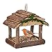 Relaxdays Vogelfutterhaus Holz, zum Aufhängen, HBT: 19 x 22 x 16,5 cm, Garten, Vogelfutterspender für Kleinvögel, Natur