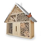 WILDLIFE FRIEND | Insektenhotel mit Metalldach - unbehandelt, Insektenhaus aus Naturholz für Bienen, Marienkäfer, Florfliegen & Schmetterlinge, Bienenhotel & Nisthilfe zum aufhängen