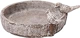dobar 12971 Klassische Vogeltränke "Pool-Oase" - Vogelbad aus Keramik - Vogelbecken für Wildvögel - Wassertränke für Garten/Terrasse/Balkon - Ø 24,5 cm - grau